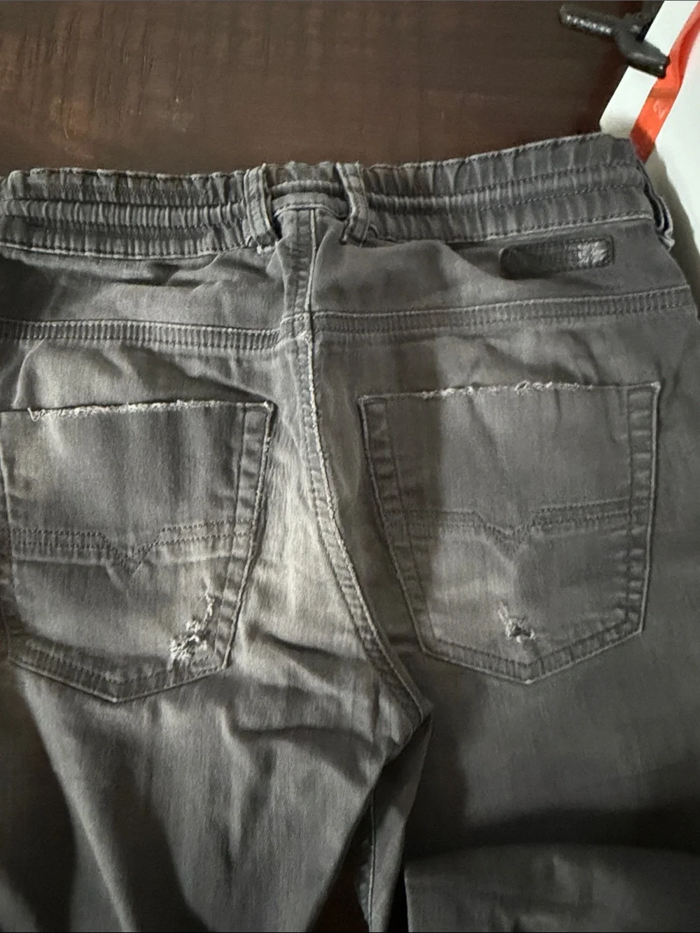 Diesel Men's Distressed Gray Slim Straight Jeans